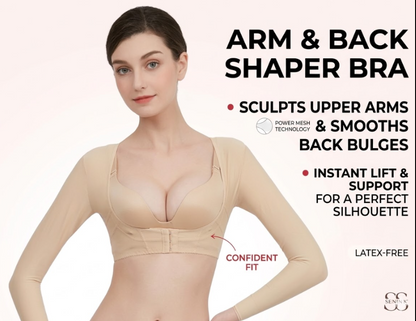 Arm Shaper Bra for Women - Compression Sleeves for Slimming Upper Arms & Back Support, Posture Corrector, Breathable Mesh Body Shaper