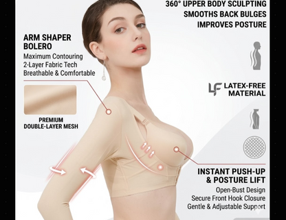 Arm Shaper Bra for Women - Compression Sleeves for Slimming Upper Arms & Back Support, Posture Corrector, Breathable Mesh Body Shaper