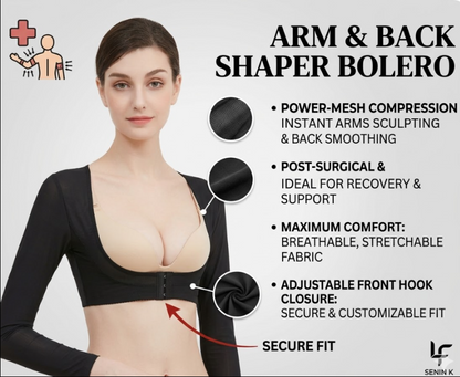 Arm Shaper Bra for Women - Compression Sleeves for Slimming Upper Arms & Back Support, Posture Corrector, Breathable Mesh Body Shaper