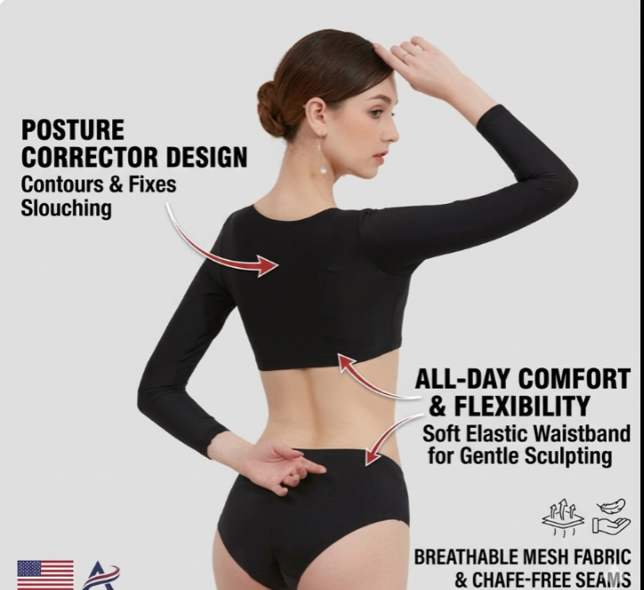 Arm Shaper Bra for Women - Compression Sleeves for Slimming Upper Arms & Back Support, Posture Corrector, Breathable Mesh Body Shaper