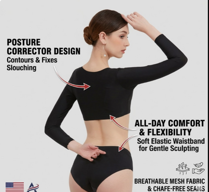 Arm Shaper Bra for Women - Compression Sleeves for Slimming Upper Arms & Back Support, Posture Corrector, Breathable Mesh Body Shaper