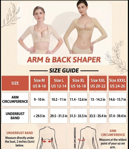 Arm Shaper Bra for Women - Compression Sleeves for Slimming Upper Arms & Back Support, Posture Corrector, Breathable Mesh Body Shaper