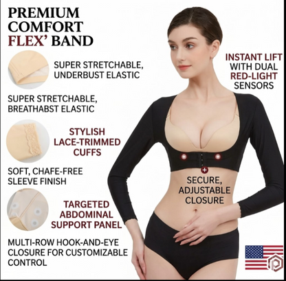 Arm Shaper Bra for Women - Compression Sleeves for Slimming Upper Arms & Back Support, Posture Corrector, Breathable Mesh Body Shaper